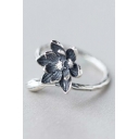 Women Sweaty Floral Opening Silver Ring
