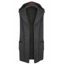 Oversized New Stylish Hooded Neck Sleeveless Cardigan Vest Coat