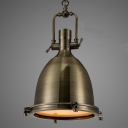 Industrial 1-Light Dome Shade Pendant Light Frost Glass Diffuser