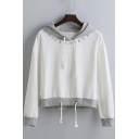 New Arrival Fashion Letter Embroidered Long Sleeve Drawstring Hooded Sweatshirt
