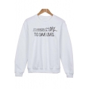 Trendy Round Neck Long Sleeve Letter Print Pullover Sweatshirt