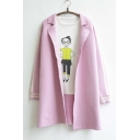 Fashion Strip Long Sleeve Notched Lapel Cardigan Casual Open-Front Knit Coat