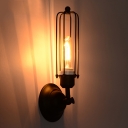Industrial Iron Tubular Cage 1 Light Black LED Wall Sconce