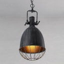 Industrial 1 Light Bell Indoor Pendant in Antique Black Finish