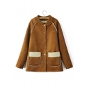 New Arrival Fashion Stand Up Collar Shearling Coat