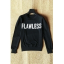 New Fashion FLAWLESS Letter Print Pullover Sweatshirt with Round Neck