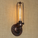 Adjustable Wall Light with Tubular Cage in Antique Rust Finish