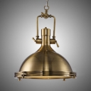 Industrial Antique Gold Pendant Light in Dome Shade 18