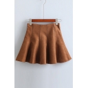 Fashion Seamed High Waist Zip Side Mini Skater Skirt