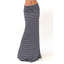 Women's Full Length Striped Print Bodycon Maxi Skirt