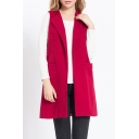 Women's Wool Blend Sleeveless Long Vest Slim Autumn Waistcoat