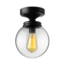 Industrial 7.87 Inches Hallway Globe Glass Semi Flush Mount Ceiling Light