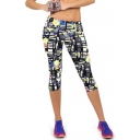 Performance Activewear - Printed Yoga Capri Work-out Leggings