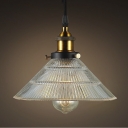 Ribbed Glass Shade Industrial Small Cafe Hanging Pendant Light