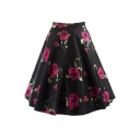 Women's Knee Length Flare Floral A Line Full Circle Skirt Patterns