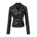 Women's Zipper Motorcycle Biker Faux Leather Jackets