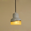 Industrial Style Cement and Glass Shade 5-inch Wide Mini Pendant