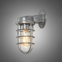 Classic One Light Sconces Industrial Metal Frame Wall Light with Glass Shade
