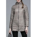 Women's Ultra Light Packable Long Down Jacket Outwear Zip Down Coats