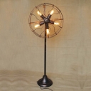 Retro Wrought Iron 5-Light Full Sized Floor Lamp in Antique Copper