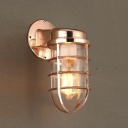 Copper Metal Cage Wall Sconces Nautical Style 1 Light Wall Lamp for Hallway Foyer Warhouse
