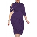 Women's Elegant Ruched Bodycon Party Cocktail Dress Plus Size