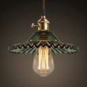 Industrial Botanic One Light Hallway Pendant with Green Glass Shade