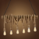 Rustic Style 6 Light Multi Light Pendant in Natural Rope