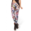 Women's Digital Print Stretchy Ankle Leggings Tights