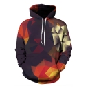 Hot Fashion Digital Printed Geometric Color Block Long Sleeve Baseball Hoodie for Couple