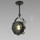 Matte Black Single Light Industrial Lighting Semi Flush Light with Cage Shade