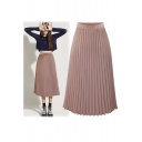 New Fashion High Waist Chiffon Plain Maxi Pleated Skirt