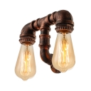 Iron Pipe Designed Double Light Hallway Lighting Industrial Wall Sconces