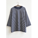 Fashion Contrast Round Neck Striped Pullover Sweater