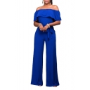 Women's Sexy Off Shoulder High Waist Wide Leg Jumpsuits Rompers Pants