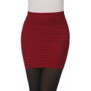 Sexy High Waist Plain Resilient Mini Pleated Bodycon Skirt