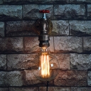 Single Light Bare Bulb Style Tap Shaped Sconce Industrial Rustic Indoor Lighting Fixture