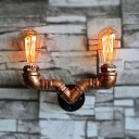 Industrial Novel Aged Copper Finish Iron Pipe Style Wall Sconces