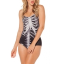 Special Skull Print One Piece Swimsuit