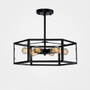 Industrial Style 6 Light LED Close to Ceiling Light with Glass Shade