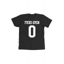 Fashion FUCKS GIVEN 0 Letter Printed Short Sleeve Round Neck Tee