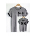 Casual CALUM HOOD 96 Letter Printed Short Sleeve Round Neck Tee