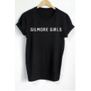 Unisex GILMORE GIRLS Letter Printed Short Sleeve Tee with Round Neck