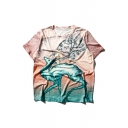 Goat Printed Round Neck Short Sleeve Pullover Leisure Graphic Tee