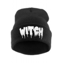 Unisex Adjustable WITCH Embroidery Pattern Knitted Hat
