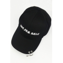 Fashion Adjustable Embroidery Gothic Letter Outdoor Baseball Cap with Embellished Rings