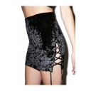 New Fashion Plain Zip Back Lace Up Side Sexy Bodycon Mini Skirt