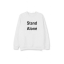 Basic Round Neck Long Sleeve Letter Printed Relaxed Pullover Sweatshirt