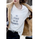 Women's Round Neck Short Sleeve Letter Printed Loose T-Shirt