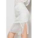 New Collection Zip Back Split Side Plain Lace Sheer Midi Pencil Skirt